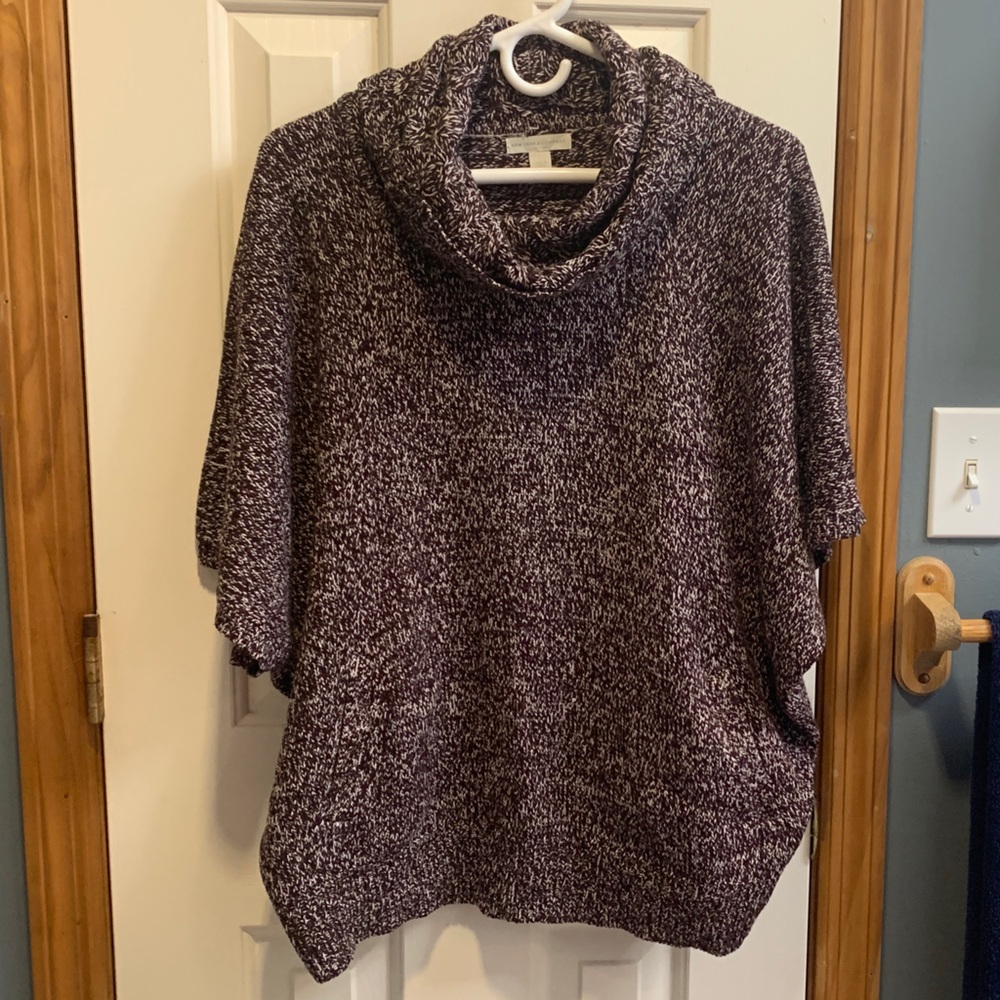 Women's Cowl Neck Sweater - Purple and White